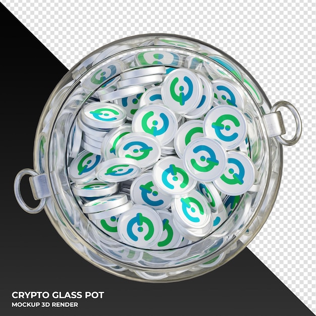 Toko Token TKO crypto coin Top View Clear Glass Pot