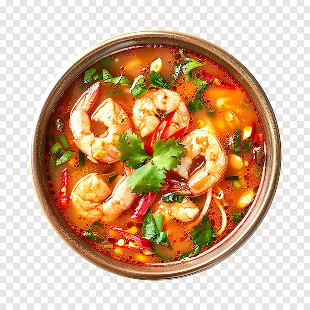 PSD tom yam kung soup thai cuisine isolated on a transparent background