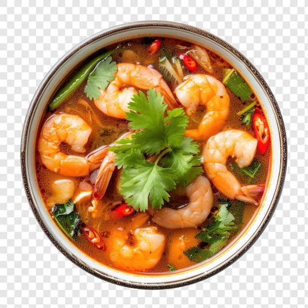 tom yum kung top view on transparency background PSD