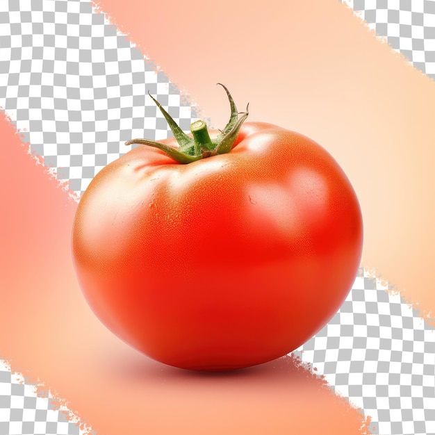 a tomato is on a checkered background with a red background.