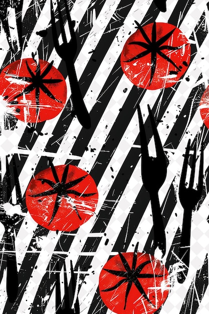 Tomato Stems With Shattered Ceramic and Bent Forks Silhouett Creative Texture Background Designs