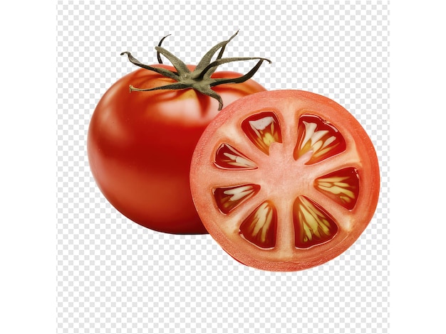 a tomato and a tomato are cut in half