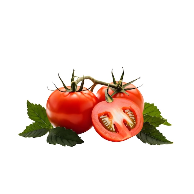 a tomato and a tomato are on a white background