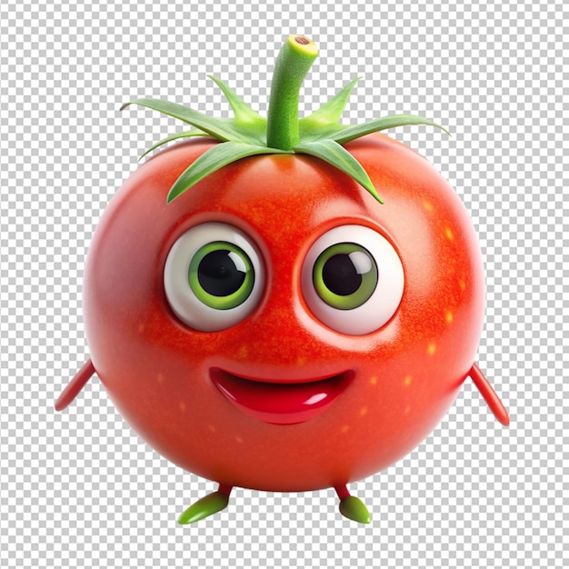 A tomato with a smile on its face is smiling