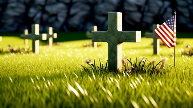 tombstone 3d render for world memorial day