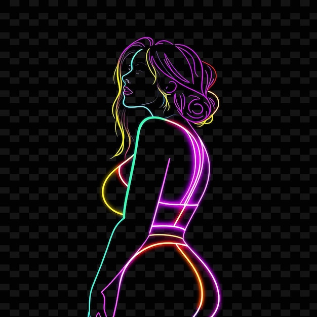 Toned Woman in Onepiece Neon Neon Art Design With Vibrant Colors Illustration Neon CharacterT