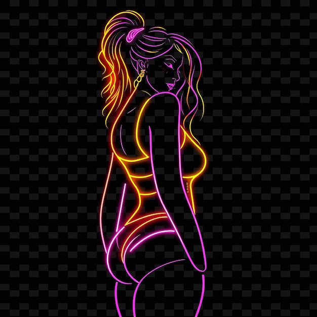 Toned Woman in Onepiece Neon Neon Art Design With Vibrant Colors Illustration Neon CharacterT