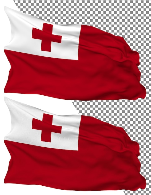 Tonga flag wave isolated plain bump texture transparent background 3d rendering