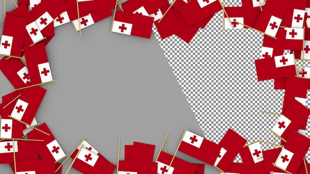 Tonga Paper Flag scattered around the frame 3D Rendering