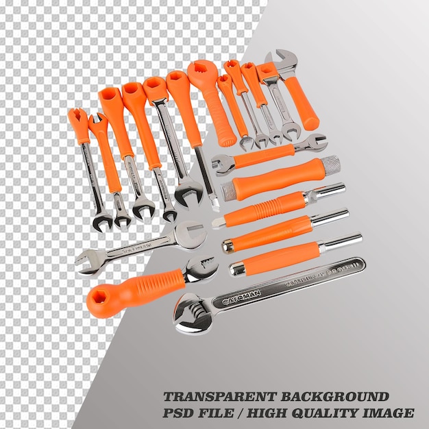 Tool Set Isolated on Transparent Background PSD File