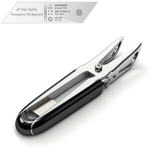 Tool for trimming fingernails and toenails on transparent background