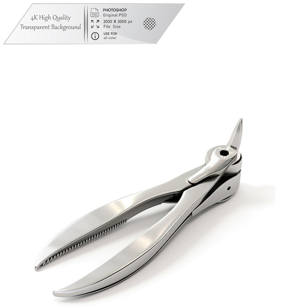 Tool for trimming fingernails and toenails on transparent background