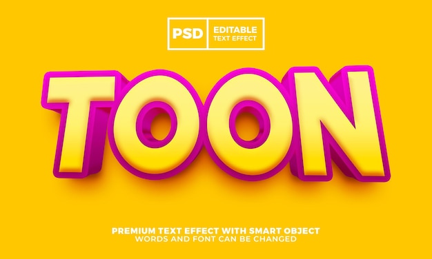 Toon Cartoon 3d editable text effect style premium psd