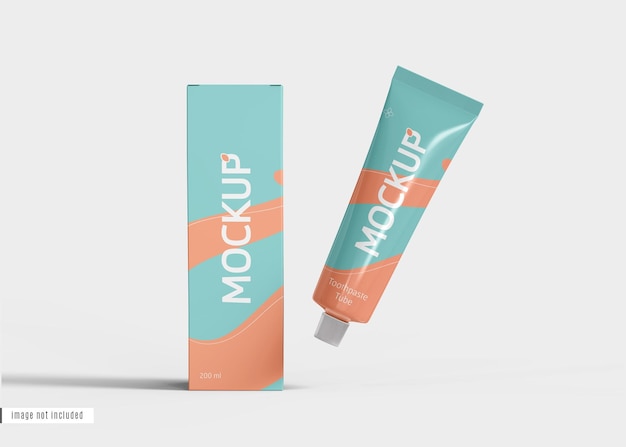 Toothpaste tube with box mockup