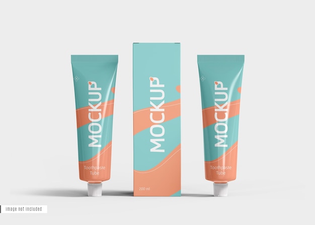 Toothpaste tube with box mockup