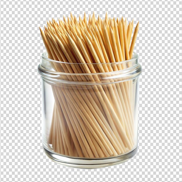 PSD toothpick jar filled with toothpicks isolated transparent background png