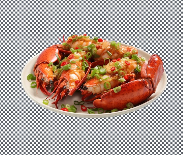 Toothsome Cantonese Style Lobster with Ginger and Scallions isolated on transparent background