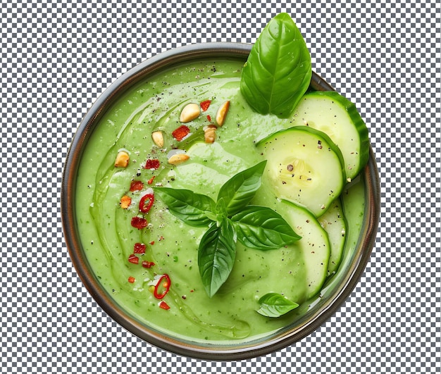 PSD toothsome cucumber avocado gazpacho isolated on transparent background