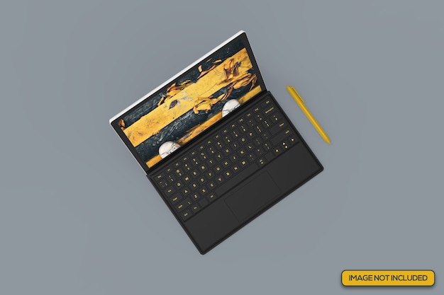 Top angle shot of realistic tablet mockup