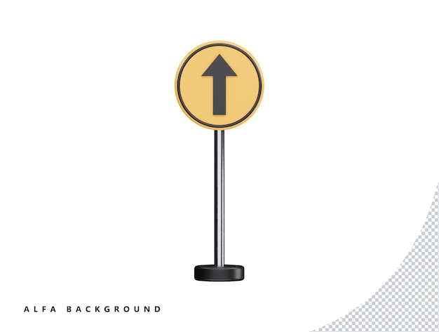 Top arrow road sign with 3d vector icon cartoon minimal style illustration