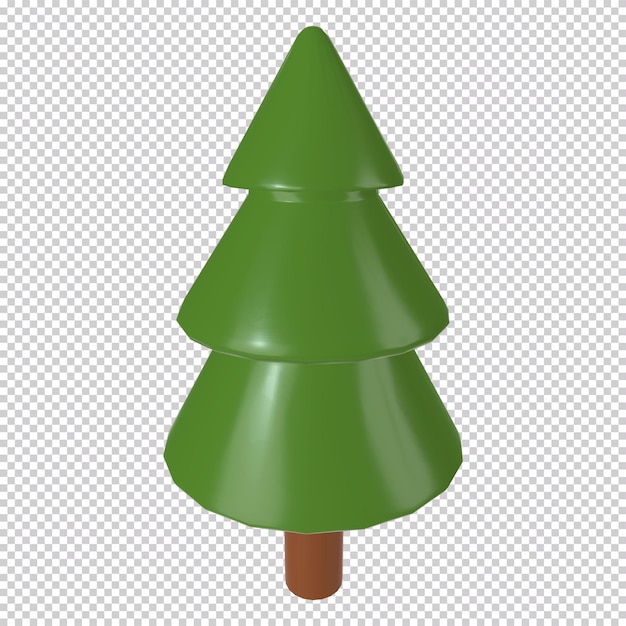 Top view 3d rendering stylized fir tree for christmas decoration