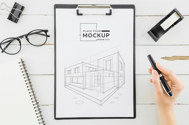 Top view architecture design with mock-up