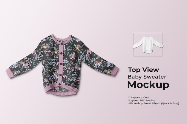 Top view baby sweater mockup