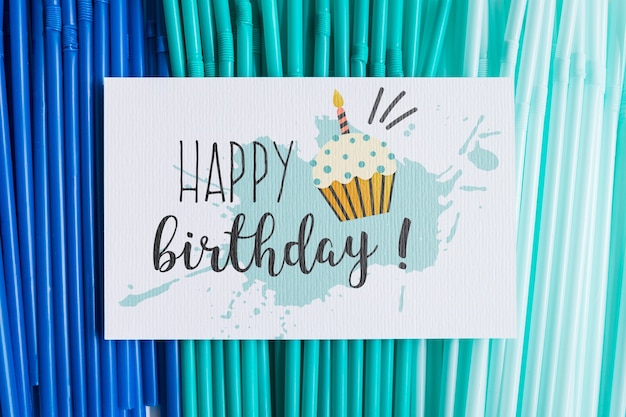 Top view birthday card mockup