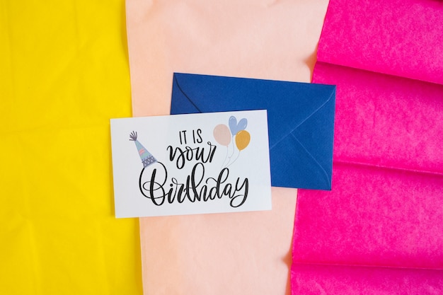 Top view birthday card mockup