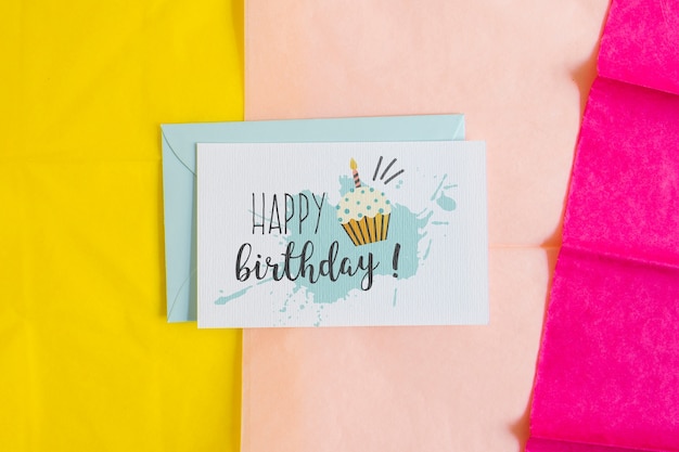 PSD top view birthday card mockup