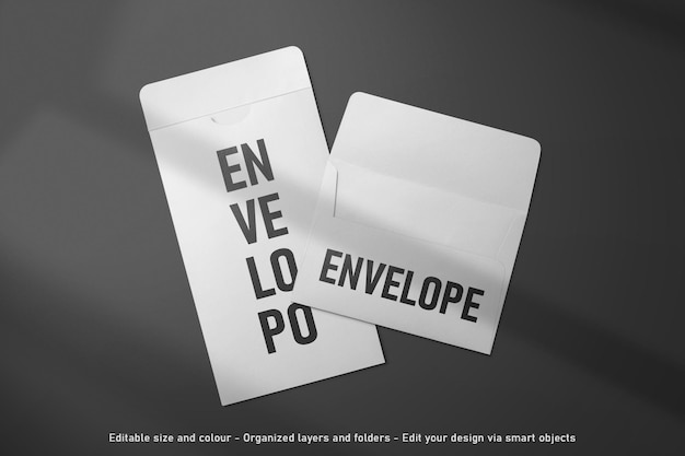 top view blank editable envelope mockup