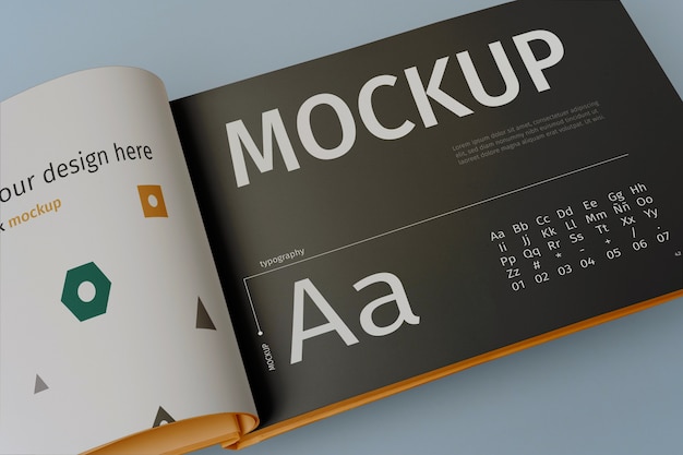 PSD top view over brand book mockup design