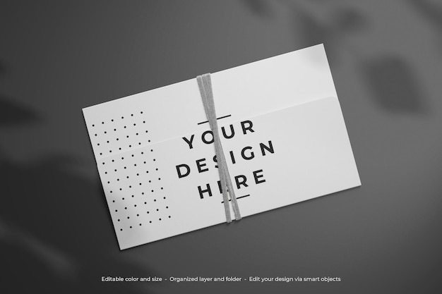 Top view branding stationery envelope mockup