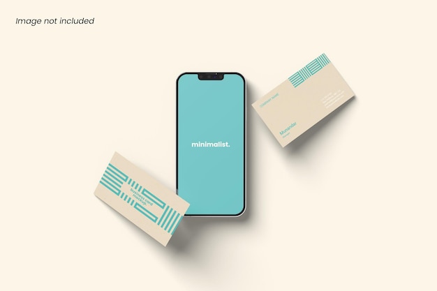 Top View Business Card and Business Card Mockup