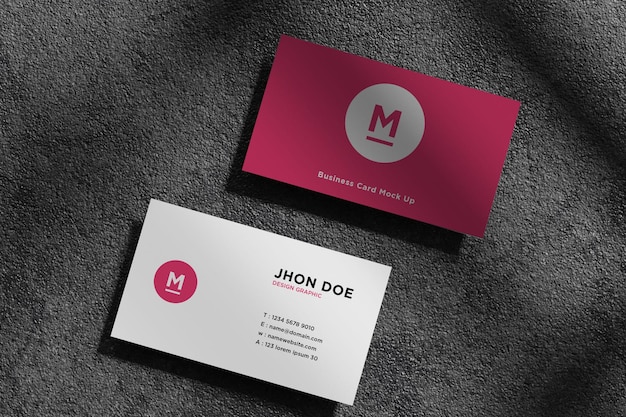 Top view business cards mockup