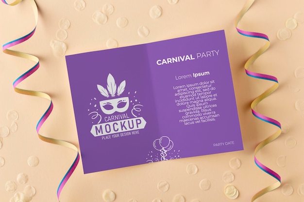 Top view card mock-up with confetti