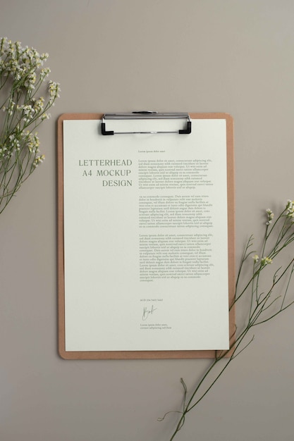 Top view over clipboard mockup