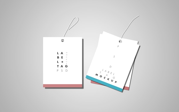 Top view of clothes label tag mockup