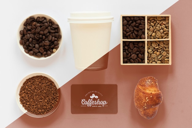 Top view of coffee concept mock-up