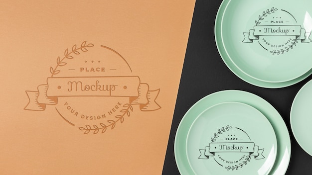 Top view of crockery concept mock-up