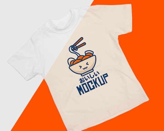 Top view of cute t-shirt concept mock-up