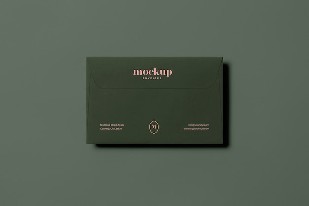 Top view on dark envelope mockup