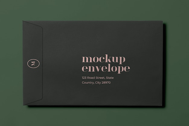 Top view on dark envelope mockup