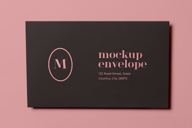 Top view on dark envelope mockup