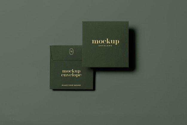 Top view on dark envelope mockup