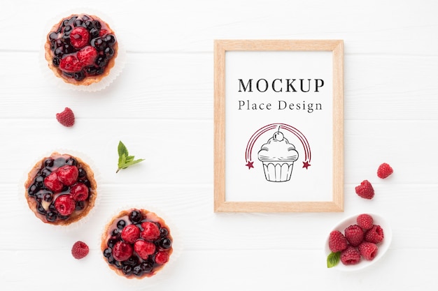 Top view of delicious bakery concept mock-up