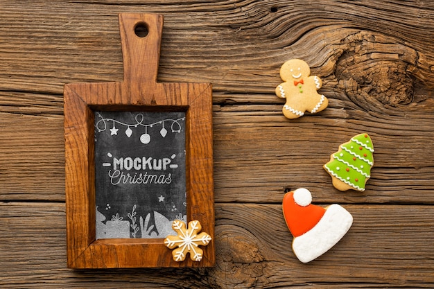 Top view of delicious christmas food mock-up