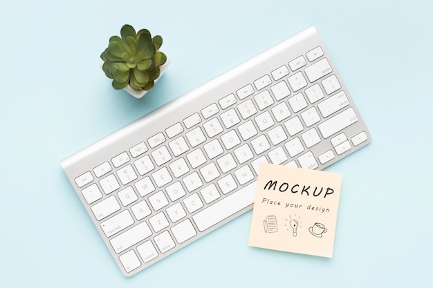 Top view of desk concept mock-up