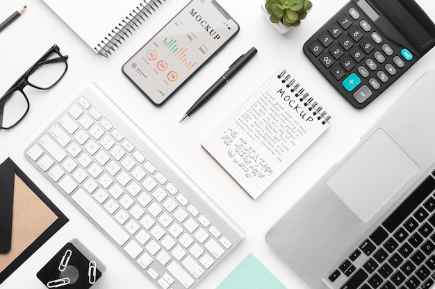 Top view of desk concept mock-up