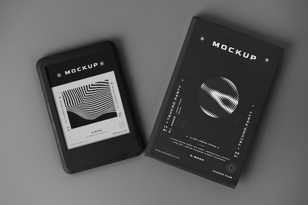 Top view on e book mockup